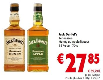 Promoties Jack daniel`s tennessee honey ou apple liqueur - Jack Daniel's - Geldig van 10/04/2024 tot 23/04/2024 bij Colruyt