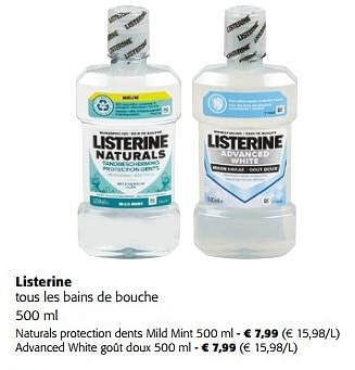 Promoties Listerine tous les bains de bouche - Listerine - Geldig van 10/04/2024 tot 23/04/2024 bij Colruyt
