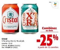 Promotions Cristal xtra pils - Cristal - Valide de 10/04/2024 à 23/04/2024 chez Colruyt