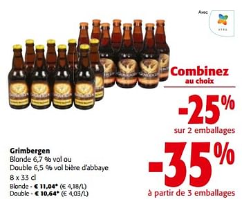 Promoties Grimbergen blonde ou double bière d`abbaye - Grimbergen - Geldig van 10/04/2024 tot 23/04/2024 bij Colruyt