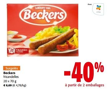 Promotions Beckers fricandelles - Beckers - Valide de 10/04/2024 à 23/04/2024 chez Colruyt