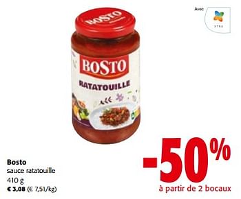 Promoties Bosto sauce ratatouille - Bosto - Geldig van 10/04/2024 tot 23/04/2024 bij Colruyt