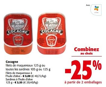 Promoties Cocagne filets de maquereaux ou toutes les sardines - Cocagne - Geldig van 10/04/2024 tot 23/04/2024 bij Colruyt