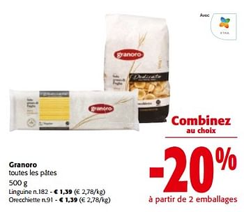 Promoties Granoro toutes les pâtes - Granoro - Geldig van 10/04/2024 tot 23/04/2024 bij Colruyt