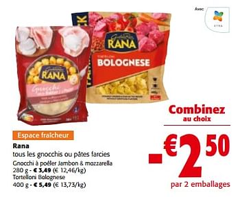Promotions Rana tous les gnocchis ou pâtes farcies - Giovanni rana - Valide de 10/04/2024 à 23/04/2024 chez Colruyt