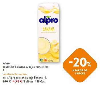 Promoties Alpro boisson au soja banana - Alpro - Geldig van 10/04/2024 tot 23/04/2024 bij OKay