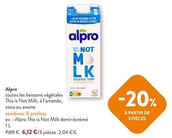 Promoties Alpro this is not milk demi-écrémé - Alpro - Geldig van 10/04/2024 tot 23/04/2024 bij OKay