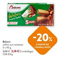 Promotions Balconi wafers aux noisettes - Balconi - Valide de 10/04/2024 à 23/04/2024 chez OKay