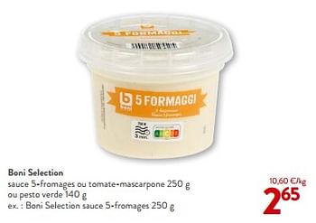 Promoties Boni selection sauce 5-fromages - Boni - Geldig van 10/04/2024 tot 23/04/2024 bij OKay