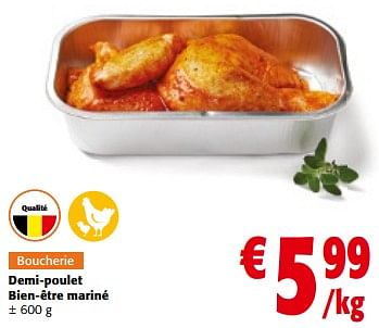 Promoties Demi-poulet bien-être mariné - Huismerk - Colruyt - Geldig van 10/04/2024 tot 23/04/2024 bij Colruyt