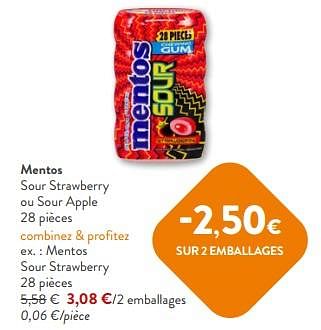 Promoties Mentos sour strawberry - Mentos - Geldig van 10/04/2024 tot 23/04/2024 bij OKay