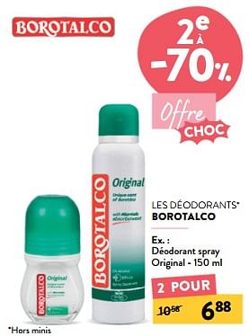 Promoties Déodorant spray original - Borotalco - Geldig van 10/04/2024 tot 23/04/2024 bij DI