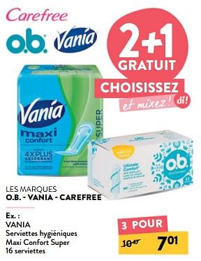 Promoties Vania serviettes hygiéniques maxi confort super - Vania - Geldig van 10/04/2024 tot 23/04/2024 bij DI
