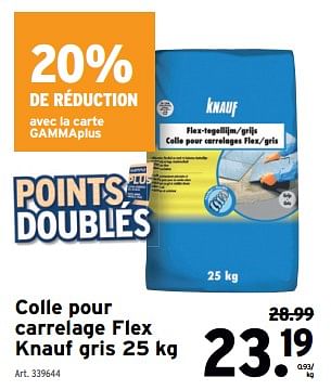 Promoties Colle pour carrelage flex knauf gris - Knauf - Geldig van 10/04/2024 tot 23/04/2024 bij Gamma