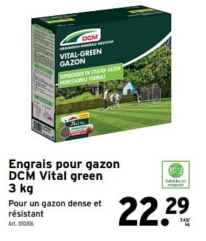 Promoties Engrais pour gazon dcm vital green - DCM - Geldig van 10/04/2024 tot 23/04/2024 bij Gamma