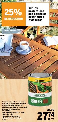 Promoties Huile meubles de jardin - Xyladecor - Geldig van 10/04/2024 tot 23/04/2024 bij Gamma
