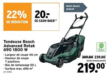 Promotions Tondeuse bosch advanced rotak 690 - Bosch - Valide de 10/04/2024 à 23/04/2024 chez Gamma