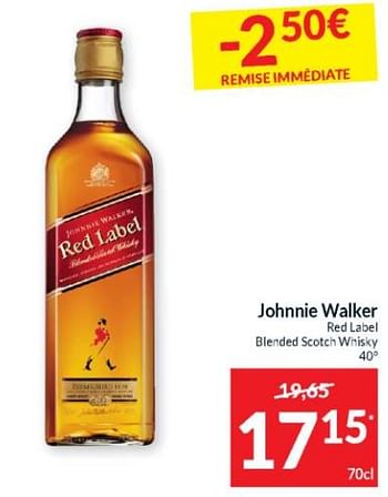 Promotions Johnnie walker red label blended scotch whisky - Johnnie Walker - Valide de 16/04/2024 à 21/04/2024 chez Intermarche
