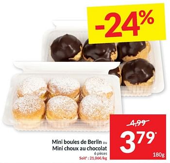 Promoties Mini boules de berlin ou mini choux au chocolat - Huismerk - Intermarche - Geldig van 16/04/2024 tot 21/04/2024 bij Intermarche