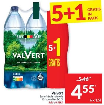 Promoties Valvert eau minérale naturelle - Valvert - Geldig van 16/04/2024 tot 21/04/2024 bij Intermarche