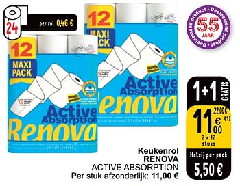 Promotions Keukenrol renova active absorption - Renova - Valide de 16/04/2024 à 22/04/2024 chez Cora