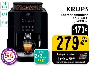 Promoties Krups espressomachine yy3074fd - Krups - Geldig van 16/04/2024 tot 22/04/2024 bij Cora