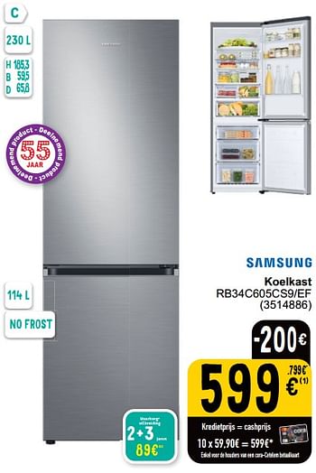 Promotions Samsung koelkast rb34c605cs9-ef - Samsung - Valide de 16/04/2024 à 22/04/2024 chez Cora