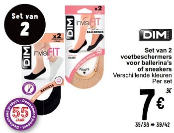 Promoties Set van 2 voetbeschermers voor ballerina’s of sneakers - Dim - Geldig van 16/04/2024 tot 22/04/2024 bij Cora