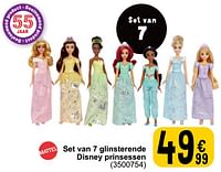 Set van 7 glinsterende disney prinsessen-Mattel