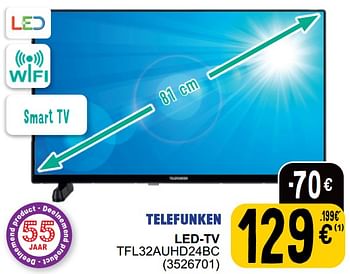 Promotions Telefunken led-tv tfl32auhd24bc - Telefunken - Valide de 16/04/2024 à 22/04/2024 chez Cora