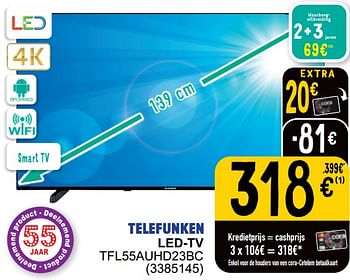 Promotions Telefunken led-tv tfl55auhd23bc - Telefunken - Valide de 16/04/2024 à 22/04/2024 chez Cora