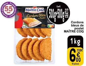 Promoties Cordons bleus de poulet maître coq - Maitre Coq - Geldig van 16/04/2024 tot 22/04/2024 bij Cora