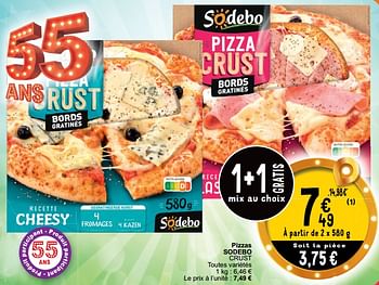 Promoties Pizzas sodebo crust - Sodebo - Geldig van 16/04/2024 tot 22/04/2024 bij Cora