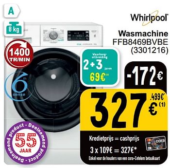 Promotions Whirlpool wasmachine ffb8469bvbe - Whirlpool - Valide de 16/04/2024 à 22/04/2024 chez Cora