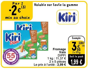 Promoties Fromage frais dippi - KIRI - Geldig van 16/04/2024 tot 22/04/2024 bij Cora