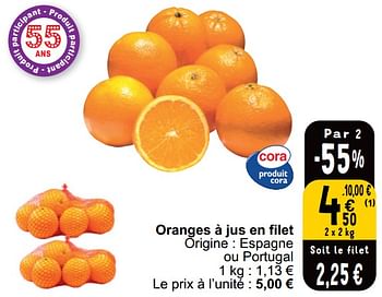Promoties Oranges à jus en filet - Huismerk - Cora - Geldig van 16/04/2024 tot 22/04/2024 bij Cora