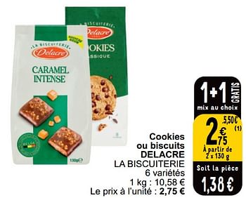 Promotions Cookies ou biscuits delacre la biscuiterie - Delacre - Valide de 16/04/2024 à 22/04/2024 chez Cora