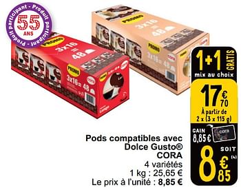 Promotions Pods compatibles avec dolce gusto cora - Produit maison - Cora - Valide de 16/04/2024 à 22/04/2024 chez Cora