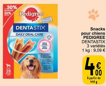 Promoties Snacks pour chiens pedigree dentastix - Pedigree - Geldig van 16/04/2024 tot 22/04/2024 bij Cora