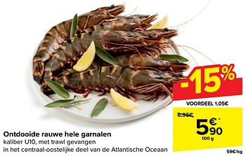 Promoties Ontdooide rauwe hele garnalen - Huismerk - Carrefour  - Geldig van 17/04/2024 tot 29/04/2024 bij Carrefour