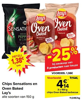 Promotions Chips oven baked barbecue - Lay's - Valide de 17/04/2024 à 29/04/2024 chez Carrefour