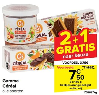Promoties Koekjes orange delight suikervrij - Céréal - Geldig van 17/04/2024 tot 29/04/2024 bij Carrefour