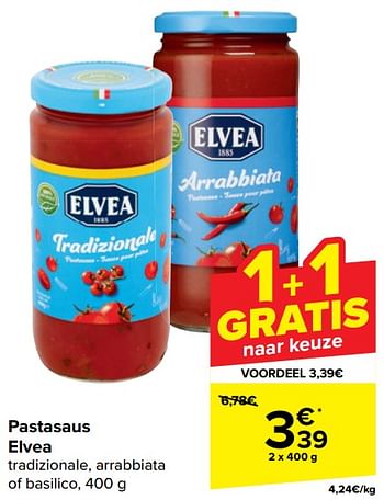 Promotions Pastasaus elvea - Elvea - Valide de 17/04/2024 à 29/04/2024 chez Carrefour