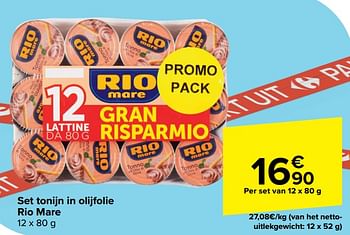 Promoties Set tonijn in olijfolie rio mare - Rio Mare - Geldig van 17/04/2024 tot 29/04/2024 bij Carrefour