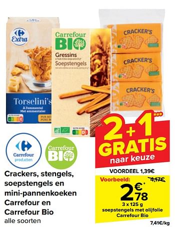 Promotions Soepstengels met olijfolie carrefour bio - Produit maison - Carrefour  - Valide de 17/04/2024 à 29/04/2024 chez Carrefour