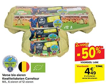 Promoties Verse bio eieren - Huismerk - Carrefour  - Geldig van 17/04/2024 tot 29/04/2024 bij Carrefour