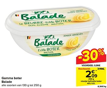 Promotions Vlootje halfvolle boter - Balade - Valide de 17/04/2024 à 29/04/2024 chez Carrefour