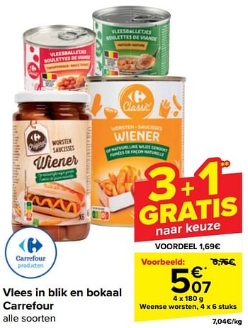 Promoties Weense worsten - Huismerk - Carrefour  - Geldig van 17/04/2024 tot 29/04/2024 bij Carrefour