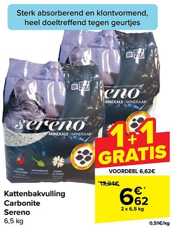 Promotions Kattenbakvulling carbonite sereno - Sereno - Valide de 17/04/2024 à 29/04/2024 chez Carrefour