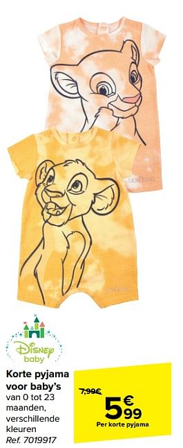 Promotions Korte pyjama voor baby`s - Disney Baby - Valide de 17/04/2024 à 29/04/2024 chez Carrefour